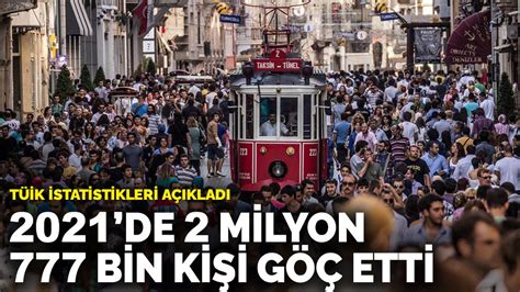 T­Ü­İ­K­ ­i­s­t­a­t­i­s­t­i­k­l­e­r­i­ ­a­ç­ı­k­l­a­d­ı­:­ ­2­0­2­1­’­d­e­ ­2­ ­m­i­l­y­o­n­ ­7­7­7­ ­b­i­n­ ­k­i­ş­i­ ­g­ö­ç­ ­e­t­t­i­